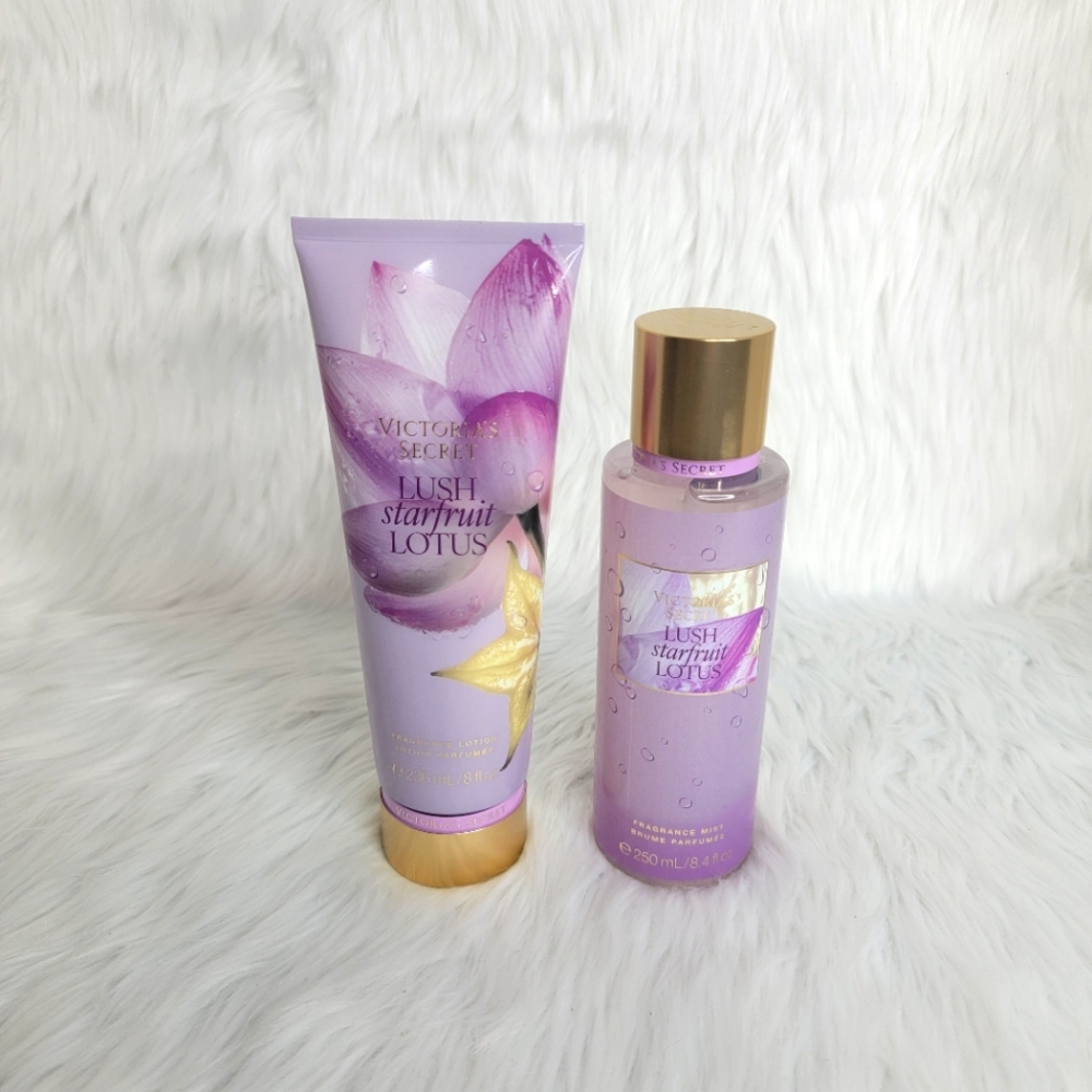 Victoria's Secret Lush Starfruit Lotus Mist & Lotion Set.